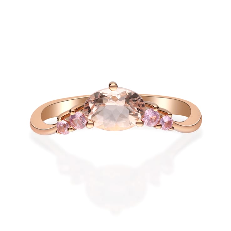 Gin & Grace 18K Rose Gold Ring with Genuine Morganite & Natural
Pink Sapphire