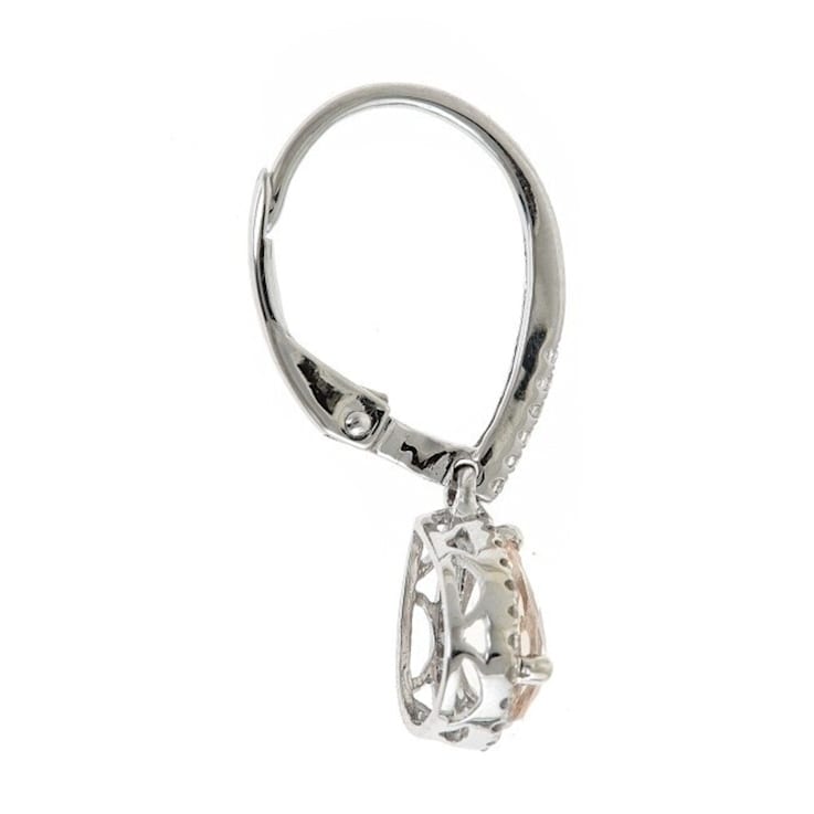 Gin & Grace 14K White Gold Natural Diamond I1 Lever Back Dangle
Earring Genuine Morganite