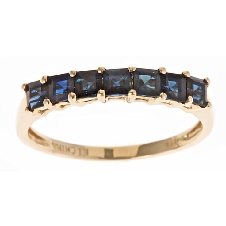 Gin & Grace 14K Yellow Gold Natural Princess Cut Blue Sapphire Ring