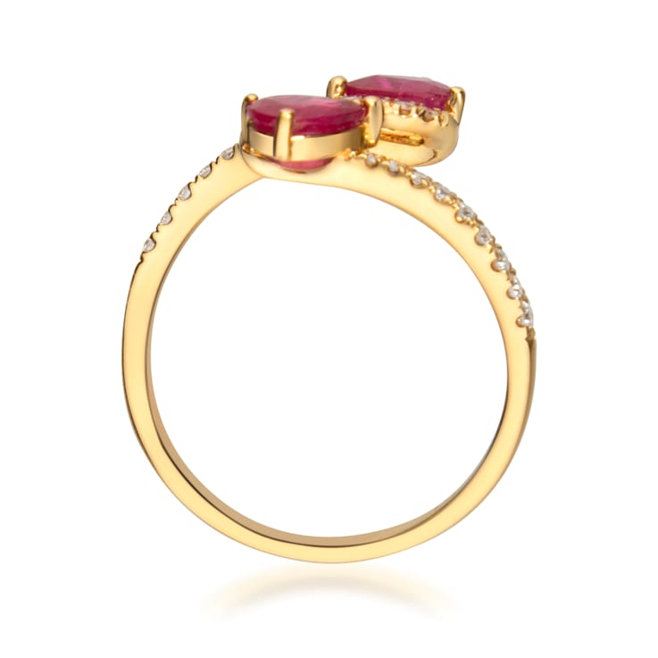 Gin & Grace 10K Yellow Gold Real Diamond Anniversary Eternity Ring
(I1) with Genuine Ruby