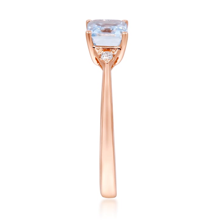 Gin and Grace 14K Rose Gold Aquamarine Ring with Diamonds