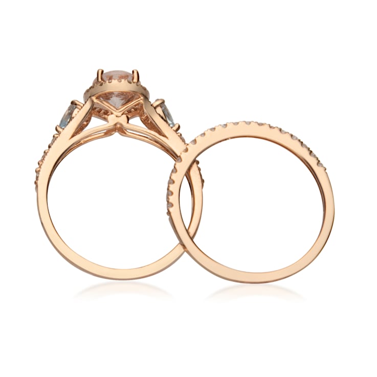Gin & Grace 14K Rose Gold Natural Morganite, Aquamarine and Real
Diamond (I1) Ring