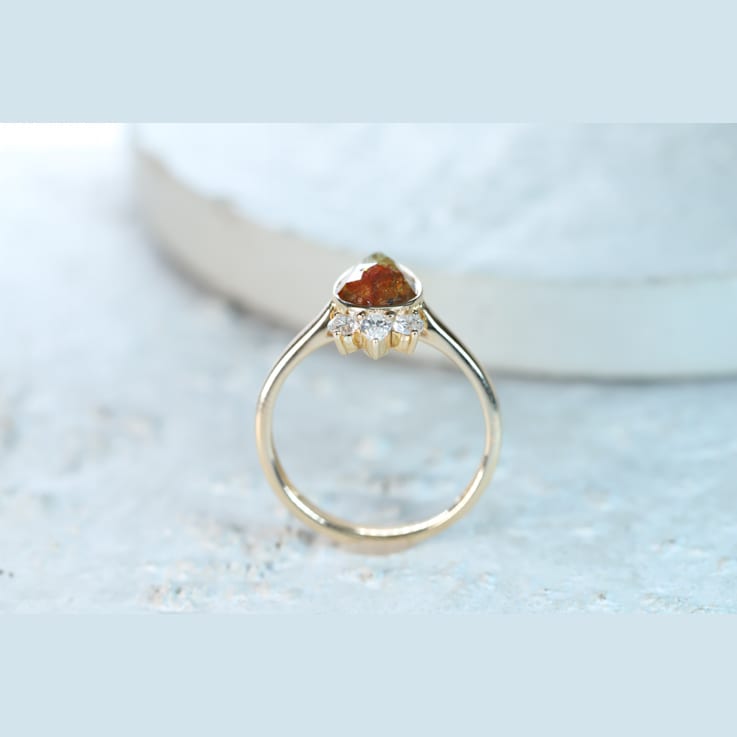 Gin & Grace 14K Yellow Gold Natural Brown and White Diamonds Ring