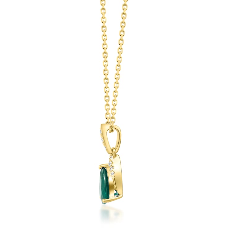 Gin and Grace 10K Yellow Gold Natural Zambian Emerald Pendant with Real Diamonds