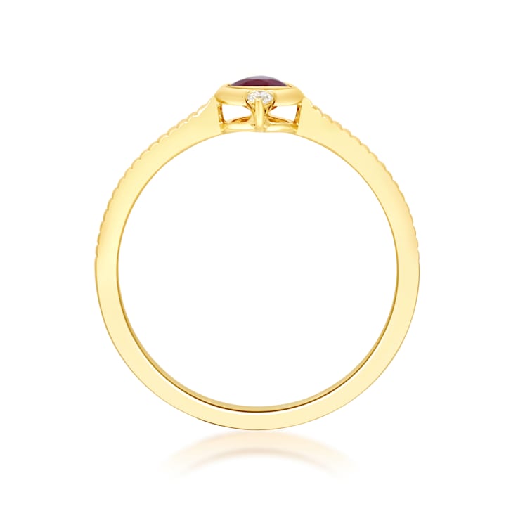Gin and Grace 14K Yellow Gold Natural Ruby Ring with Real Diamonds