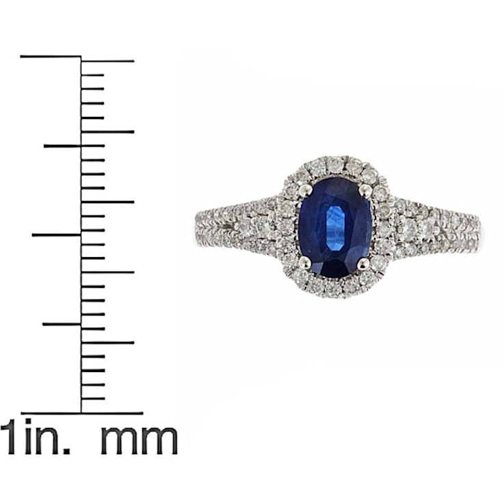 Gin & Grace 14K White Gold Natural Blue Sapphire With Diamond (I1) Ring