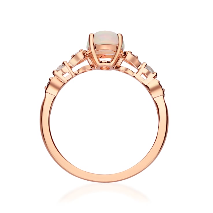 Gin & Grace 14K Rose Gold Opal Ring with Diamond (I1)