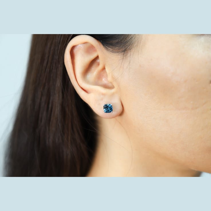 Gin & Grace 14K White Gold Stud Earring with London Blue Topaz