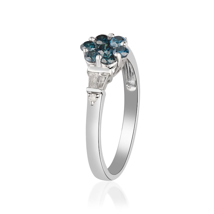 Gin & Grace 10K White Gold Blue Sapphire and Diamond Ring (I1)