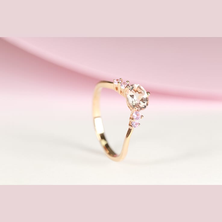 Gin & Grace 18K Rose Gold Ring with Genuine Morganite & Natural
Pink Sapphire