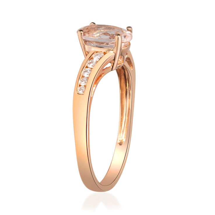 Gin & Grace 10K Rose Gold Morganite and Diamond Ring