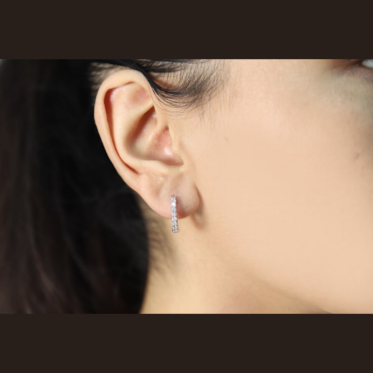 Gin & Grace 14K White Gold Real White Diamond (I1) Hoop Earring