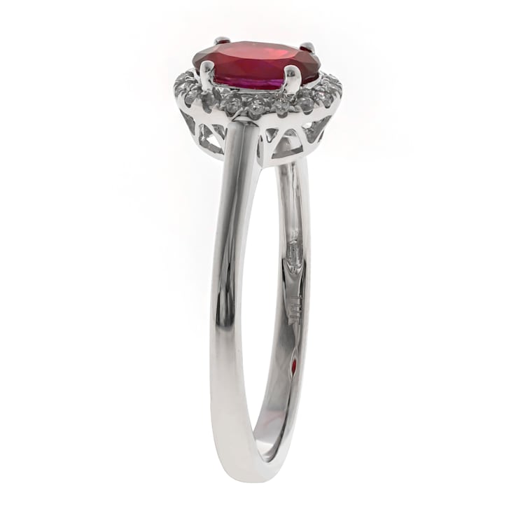 Gin and Grace 10K White Gold Natural Ruby Ring with Real Diamonds