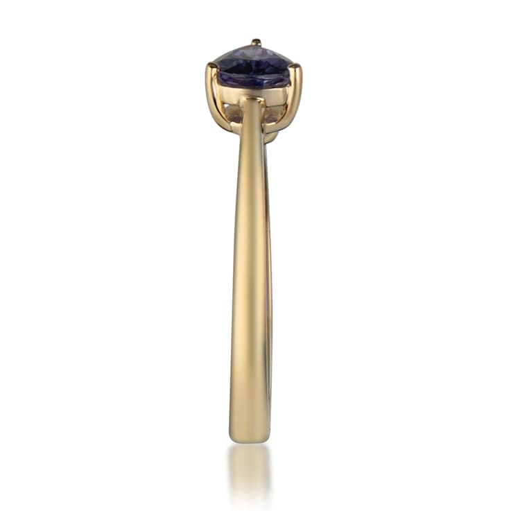 Gin & Grace 14K Yellow Gold Real Diamond Ring (I1) with Genuine Tanzanite