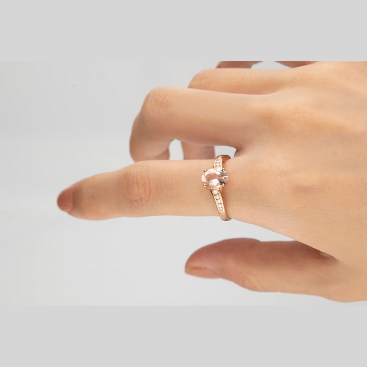 Gin & Grace 10K Rose Gold Morganite and Diamond Ring