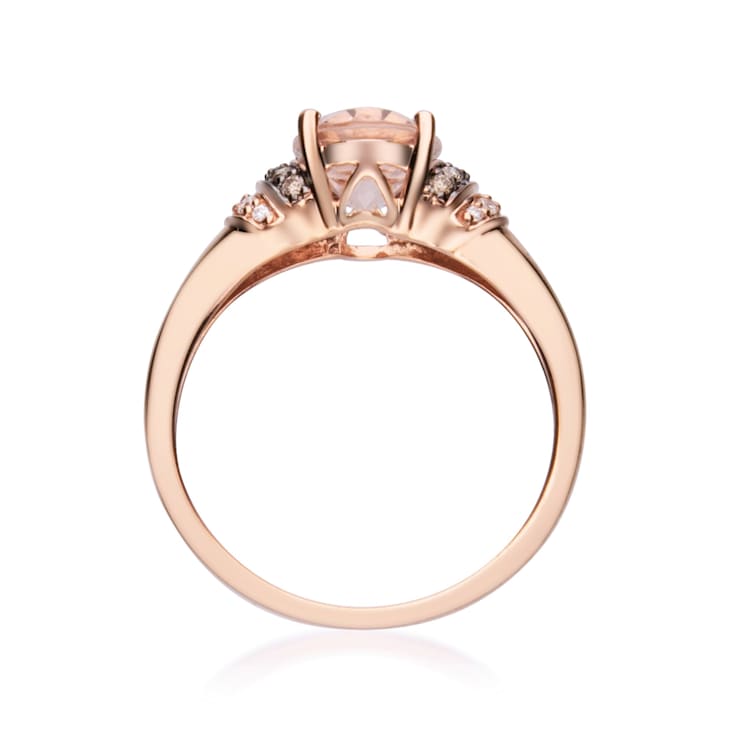 Gin & Grace 10K Rose Gold Real Diamond Ring (I1) with Genuine Morganite