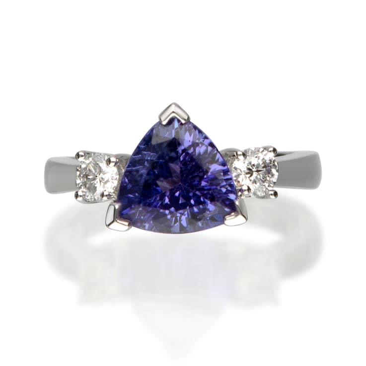 Gin & Grace 14k White Gold Genuine Tanzanite With Natural Diamond
(I1) Statement Ring