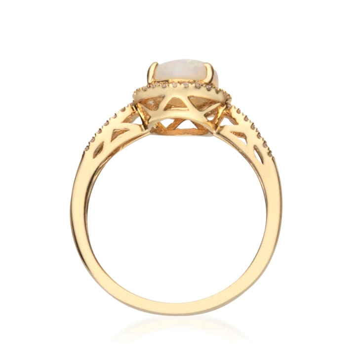Gin & Grace 14K Yellow Gold Natural Opal Diamond (I1) Twirl Ring