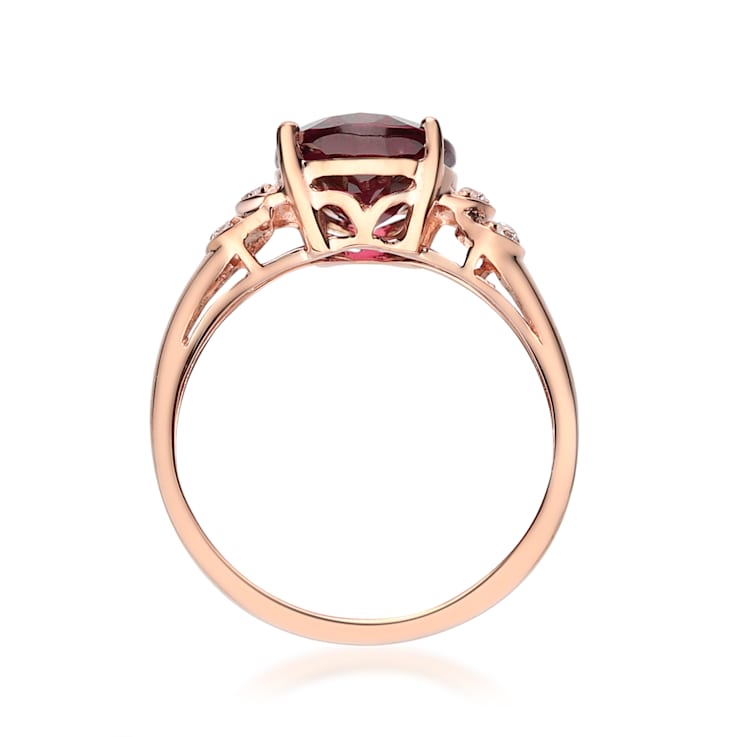 Gin & Grace 14K Rose Gold Real Diamond Ring (I1) with Raspberry
color Natural Rhodolite Garnet