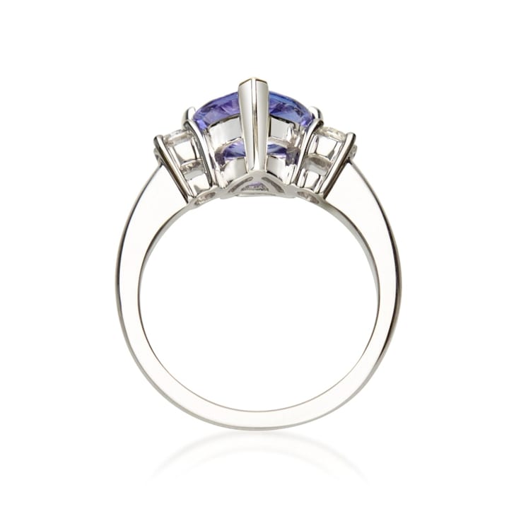 Gin & Grace 14k White Gold Genuine Tanzanite With Natural Diamond
(I1) Statement Ring