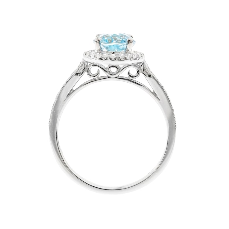 Gin & Grace 14K White Gold Aquamarine with Diamond Ring