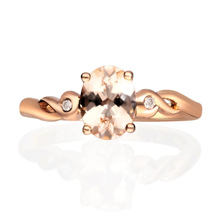 Gin & Grace 10K Rose Gold Morganite and Diamond Engagement Ring