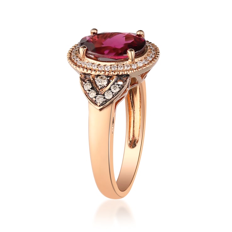 Gin & Grace 10K Rose Gold Real Diamond Ring (I1) with Raspberry
color Natural Rodholite Garnet