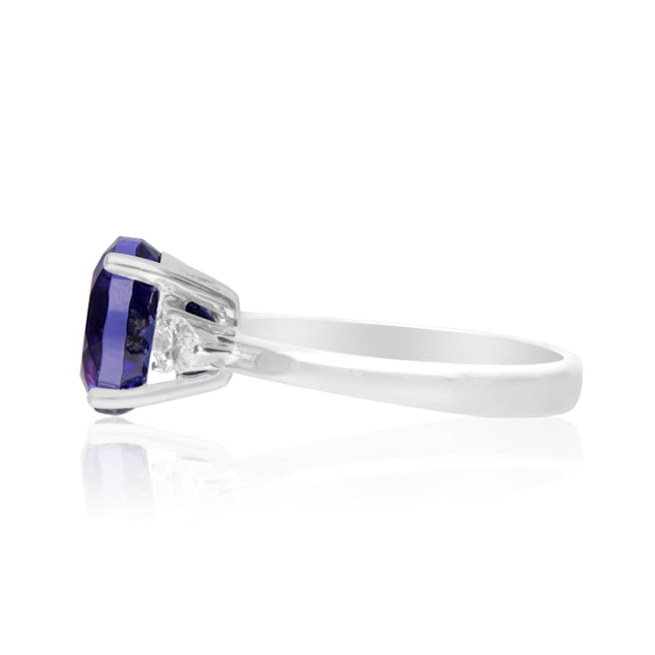 Gin & Grace 18K White Gold Tanzanite with Diamond Ring