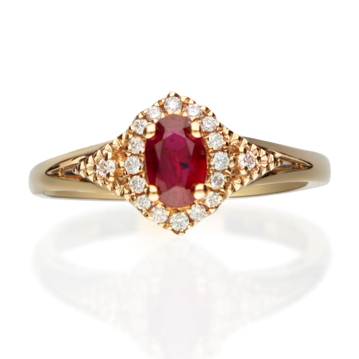 Gin & Grace 10K Yellow Gold Ruby With Diamond Ring