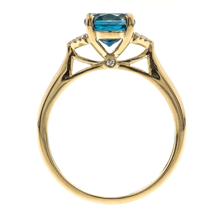 Gin & Grace 10K Yellow Gold Real Diamond Ring (I1) with Genuine
London Blue Topaz