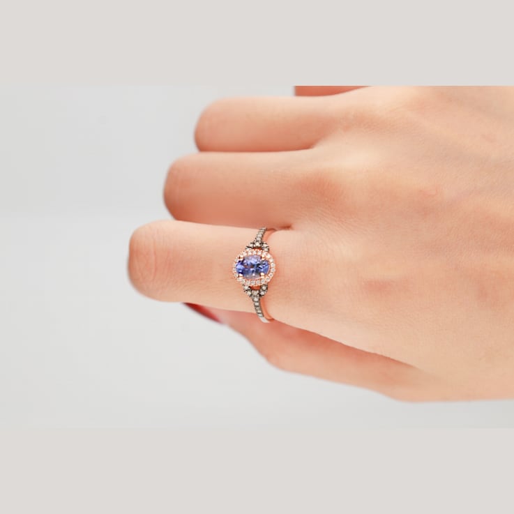 Gin & Grace 10K Rose Gold Real Diamond Ring (I1) with Genuine Morganite