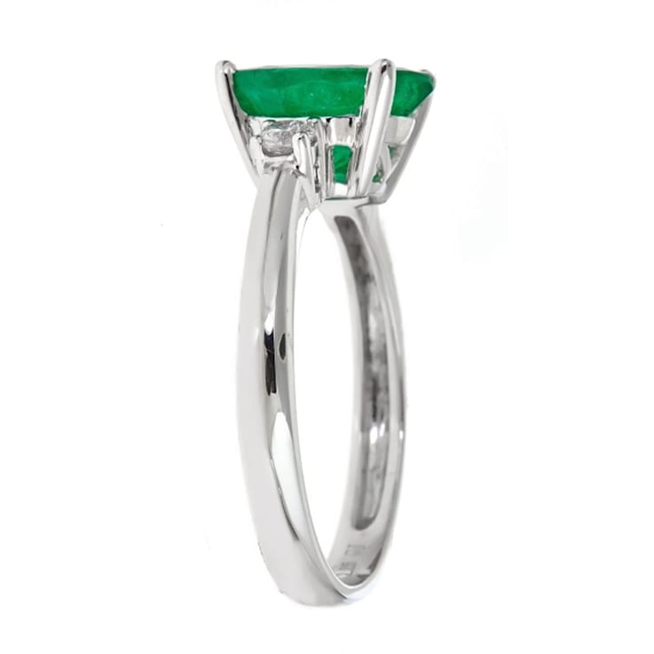 Gin & Grace 14K White Gold Emerald & Diamond Ring