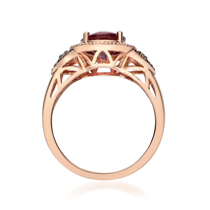 Gin & Grace 10K Rose Gold Real Diamond Ring (I1) with Raspberry
color Natural Rodholite Garnet