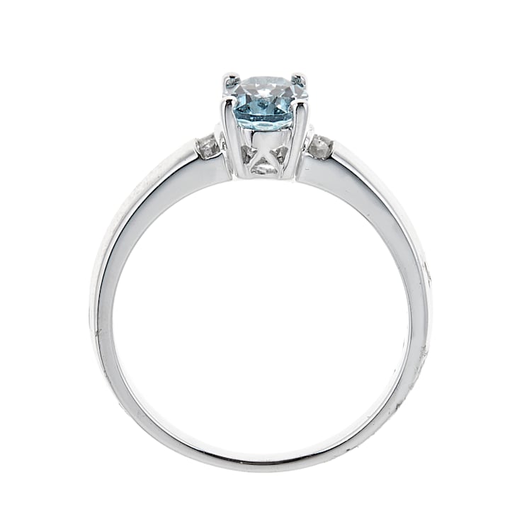 Gin & Grace 925 Sterling Silver Aquamarine with Diamond (I1) Ring