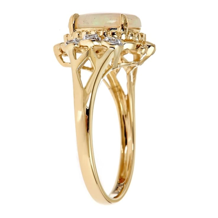 Gin & Grace 14K Yellow Gold Natural Australian Opal & Real
Diamond (I1) Ring