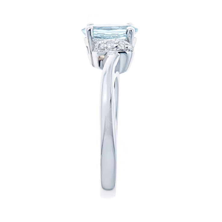 Gin & Grace 925 Sterling Silver Aquamarine Ring with Diamond
