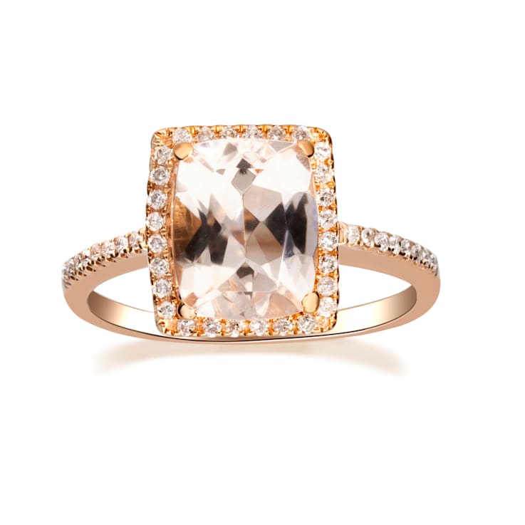 Gin & Grace 10K Rose Gold Morganite and Diamond Ring
