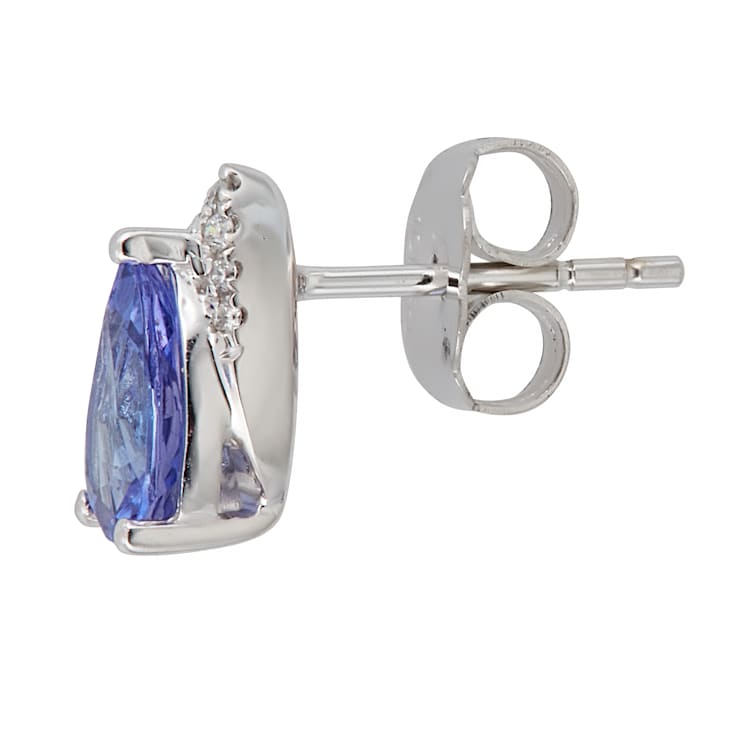 Gin & Grace 14K White Gold Natural Diamond(I1) Stud Earring with
Genuine Tanzanite