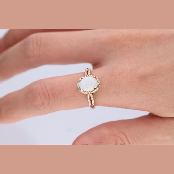 Gin & Grace 14K Yellow Gold Natural Opal Diamond (I1) Twirl Ring