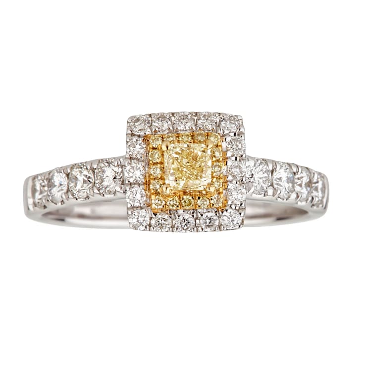 Gin & Grace 18K Triple Tone Gold Real Diamond Ring (I1) with Natural
Yellow Diamond