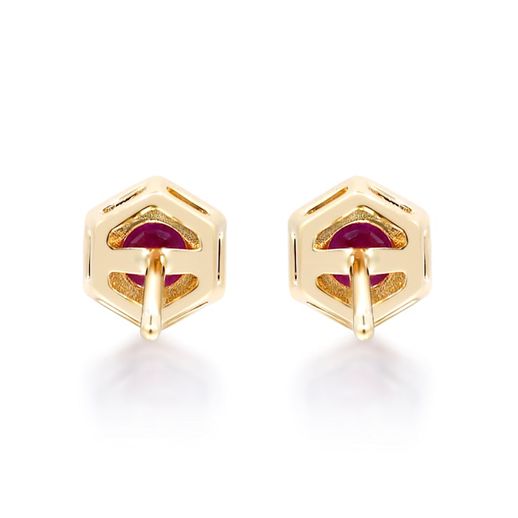 Gin & Grace 14K Yellow Gold Stud Earring with Genuine Ruby