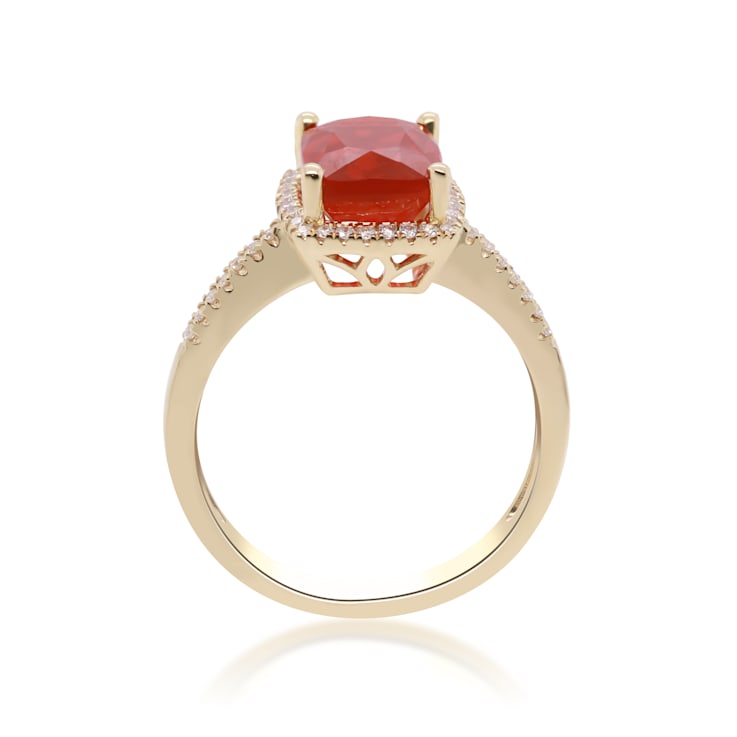 Gin & Grace 14K Yellow Gold Natural Fire Opal & Real Diamond
(I1) Ring