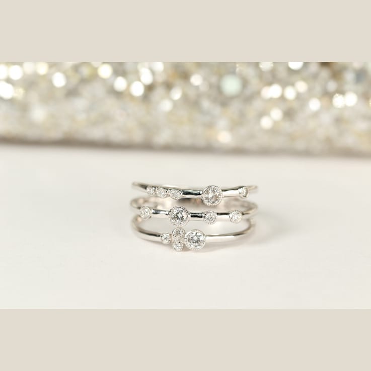 Gin & Grace 18K White Gold Real Diamond Ring (I1)