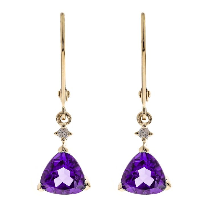 Gin & Grace 14K Yellow Gold Real Diamond LeverBack Earring with Amethyst