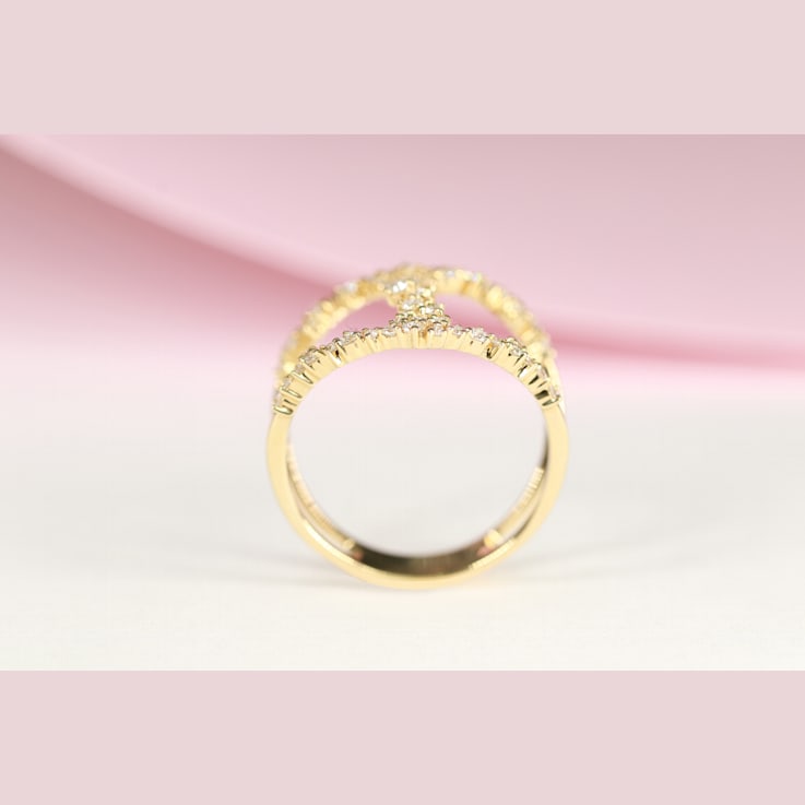 Gin & Grace 14K Yellow Gold Real Natural Diamond Ring (I1)
