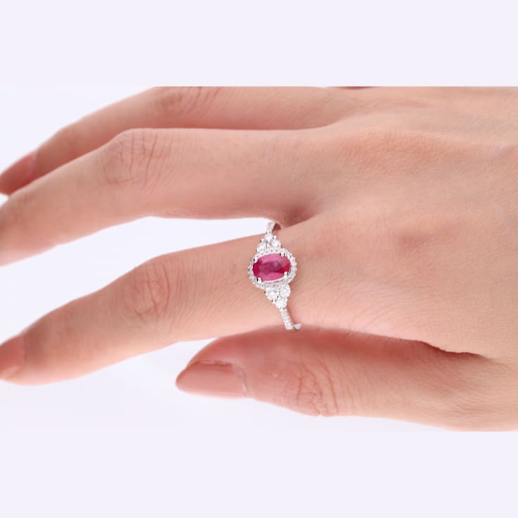 激安アウトレット Gold White 14K Grace & Gin Ruby 1BQ5LA - Ring Diamond and 下着・アンダーウェア
