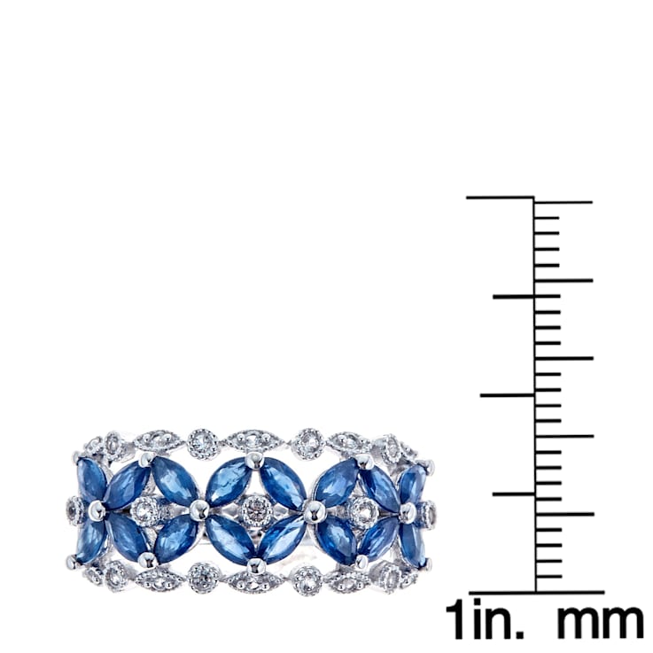 Gin & Grace 925 Sterling Silver Real Diamond Wedding Ring (I1) with
Natural Blue Sapphire