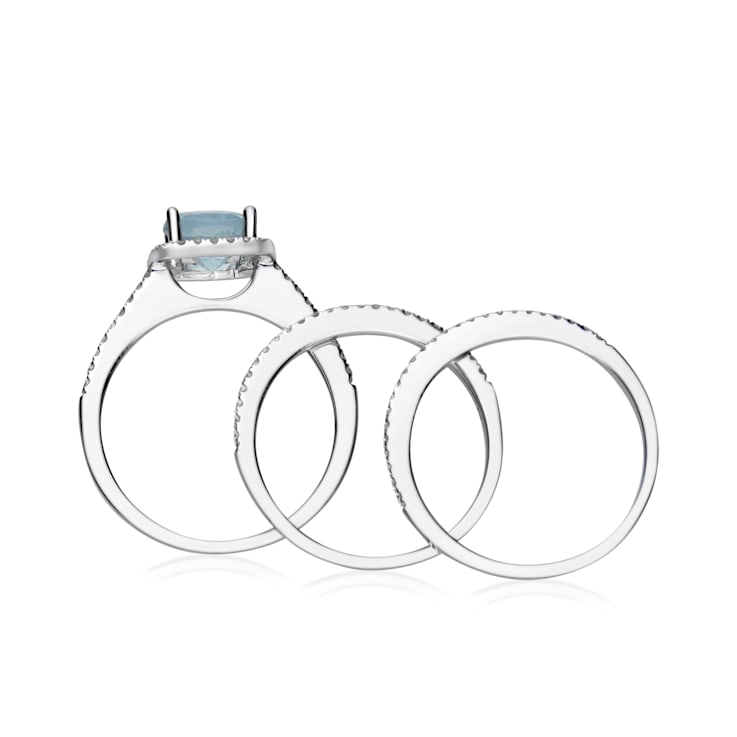 Gin & Grace 14K White Gold Blue Aquamarine With Diamond Ring