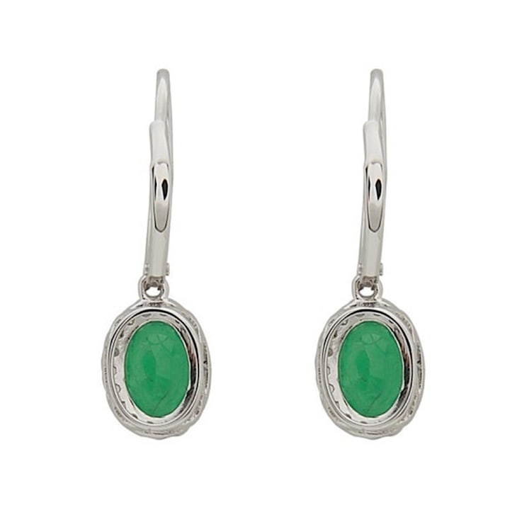 Gin & Grace 14K White Gold Natural Diamond(I1) Dangle Earring with
Natural Emerald