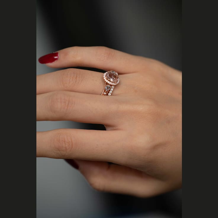 Gin & Grace 14K Rose Gold Natural Morganite, Aquamarine and Real
Diamond (I1) Ring